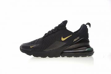 Nike Air Max 270 Black Gold Athletic Shoes AH8050 007