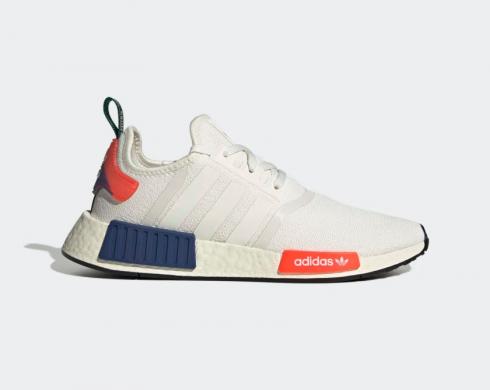 Adidas NMD R1 Cloud White Off White Solar Red HQ4464 .