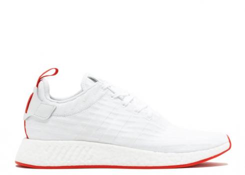 Adidas Nmd r2 Primeknit Running สีขาวสีแดง BA7253