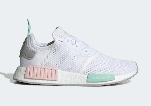 Adidas Womens NMD R1 Cloud White Pink Mint Grey FX7197