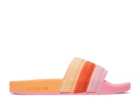Adidas Dame Adilette Slides Lys Pink Orange Acid True H00153