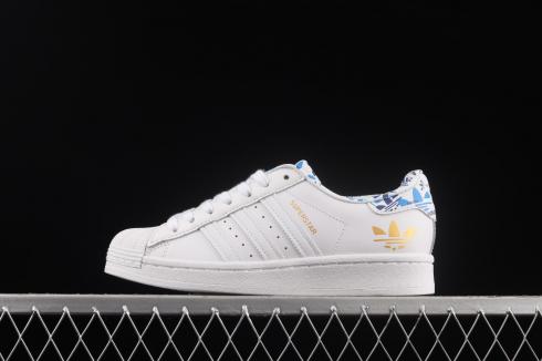 Adidas Originals Superstar Bulut Beyaz Mavi Metalik Altın HO0186,ayakkabı,spor ayakkabı