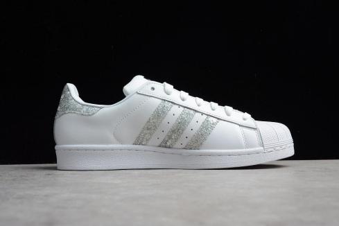 Adidas Superstar Glitter Sølv Hvid Metallic Sølv Glitter Sort S76923