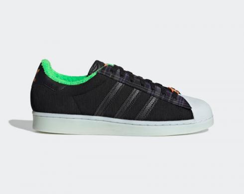 Adidas Superstar Halloween Core สีดำ สีส้ม สีเขียว H00215