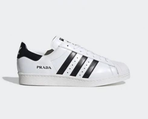 Adidas Superstar Prada White Core Черные повседневные туфли FW6680