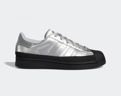 Adidas Superstar Silver Metallic Core สีดำสีเทา Two FW3709