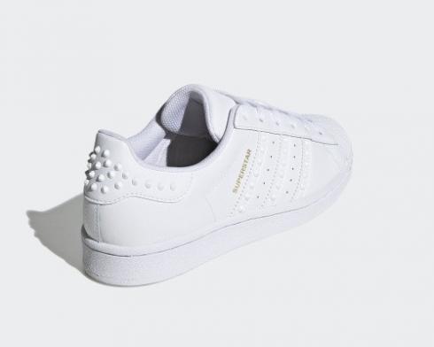 Adidas Womens Superstar Studded Rivets Cloud White Gold Metallic FV3397 ...