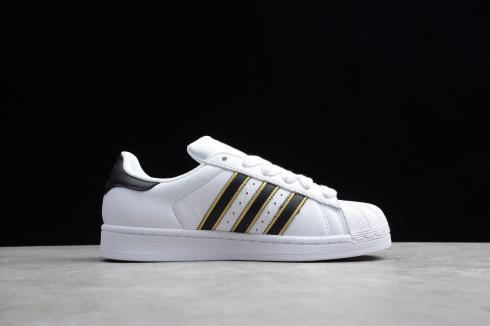 Adidas Womens Superstar White Black Gold Shoes G54692