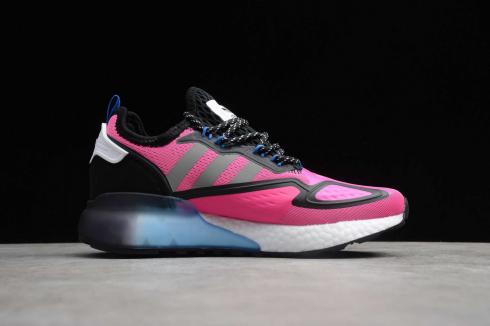 2020 Dame Adidas Originals ZX 2K Boost Pink Sort Grå Hvid FV8638