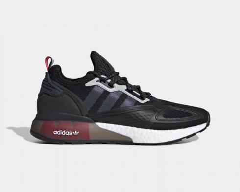 Adidas ZX 2K Boost Negro Iridiscente Shock Rojo Zapatos FX7475