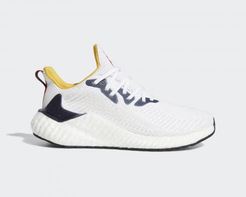 Adidas Alphabounce Instinct Cloud Wit Kern Zwart Geel Hardloopschoenen EF9042