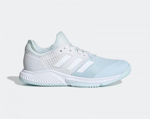 Adidas Court Team Bounce Sky Tint Cloud White Signal Orange FU8323