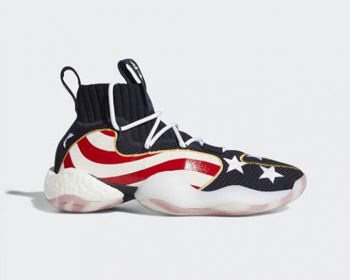 Adidas Crazy BYW X 재향 군인의 날 스칼렛 레전드 잉크 클라우드 화이트 EE9058, 신발, 운동화를