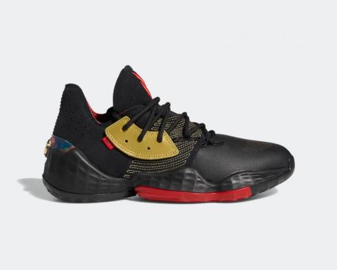 Adidas Harden Vol. 4 Forbidden City Core Black Gold Metallic Scarlet FW3136