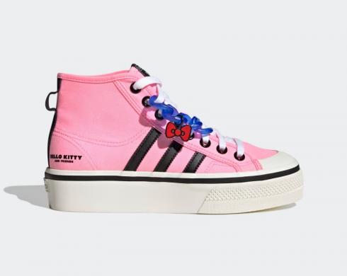 Adidas Hello Kitty Nizza Platform Mid Pink Glow Core Zwart Bright Royal HQ4509