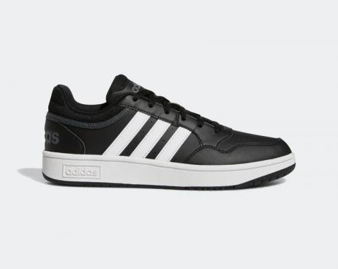 Adidas Hoops 3.0 Low Black White Stripes GY5432 。