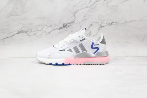 Adidas Nite Jogger Crystal Blanc Argent Métallisé Glow Bleu FY5748