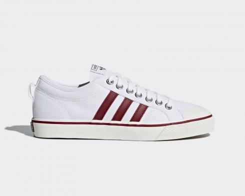 Adidas Nizza Footwear Blanc Bourgogne Rouge Toile Chaussures CQ2328