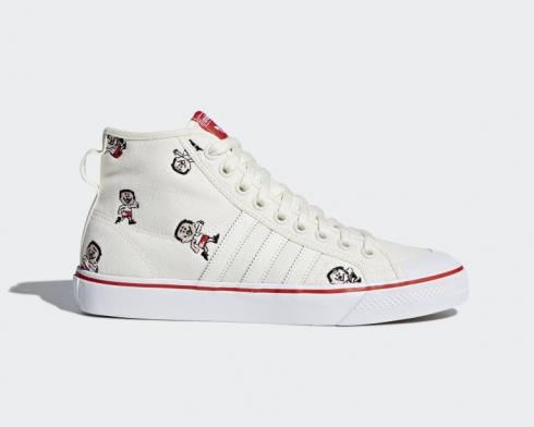 Adidas Original Nizza Hi Canvas Shoes Runner Hvid Rød CQ2367