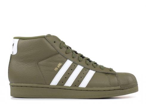 Adidas Pro Model J Olive Cargo Gold Metallic Footwear White AC7988