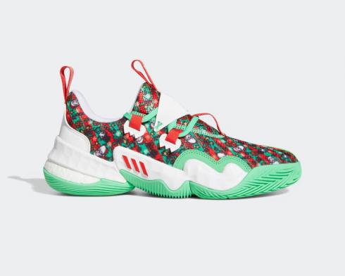 Adidas Trae Young 1 Christmas Semi Screaming Green Vivid Red Cloud White GY0305