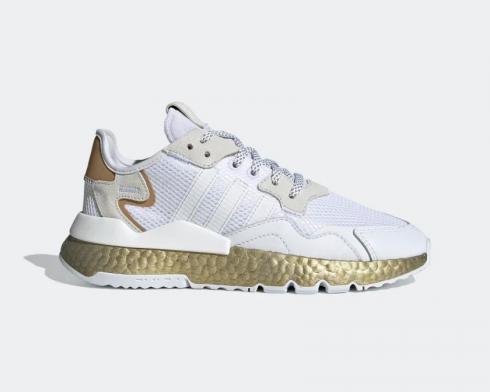 Adidas Womens Nite Jogger White Gold Metallic Shoes FV4138