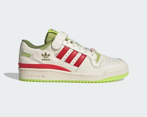 The Grinch x Adidas Forum Low Cream Whiite Collegiate Red Solar Slime ID3512