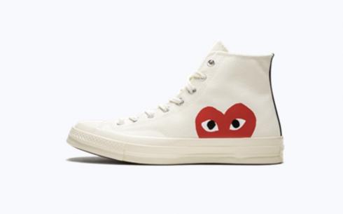 Giày Converse Chuck 70 Cdg Play Milk White High Risk Red Shoes