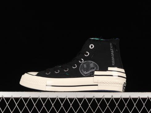 Converse Chuck 70 Hacked Heel High Tear Away Siyah Mavi A02407C,ayakkabı,spor ayakkabı