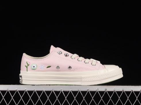 Converse Chuck 70 Ox Cherry Blossom Pink Embroidery Daisy Flowers A06072C