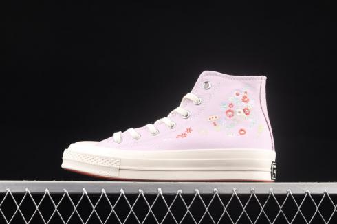 Converse Chuck Taylor All Star 70s Hi Embroidery Florets White Purple A01584C