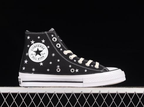 Converse Chuck Taylor All Star High Embroidered Stars Black Egret Vintage White A03723C