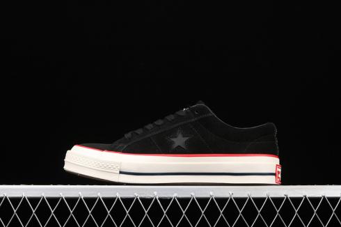 Converse One Star Black White University Red 158476C