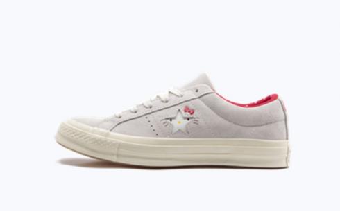 Converse One Star Ox Vaporousgrey Egret Fieryred Shoes