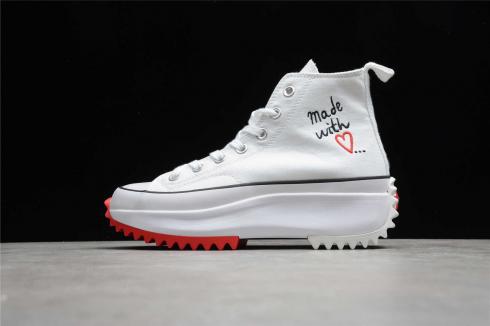 Converse Run Star Hike feminino feito com amor branco preto 571874C