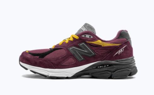 New Balance US990 Burgundy Yellow Athletic Shoes