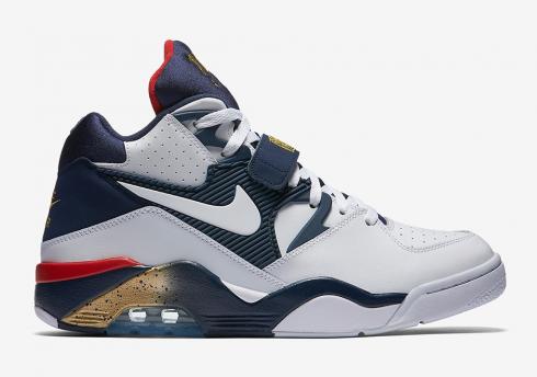 Nike Air Force 180 - Olympic White Midnight Navy - Metallic Gold - Varsity Red 310095-100