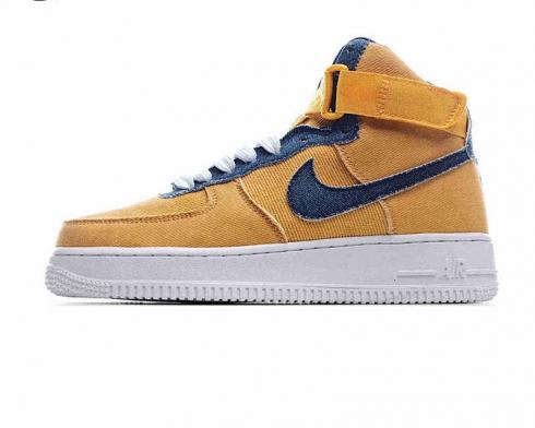 Nike Air Force 1'07 รองเท้าบาสเก็ตบอลบุรุษสีเหลืองสีขาวสีน้ำเงิน 573488-774