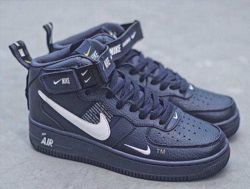 Nike Air Force One High Navy Blue White Running Shoes 804609-305