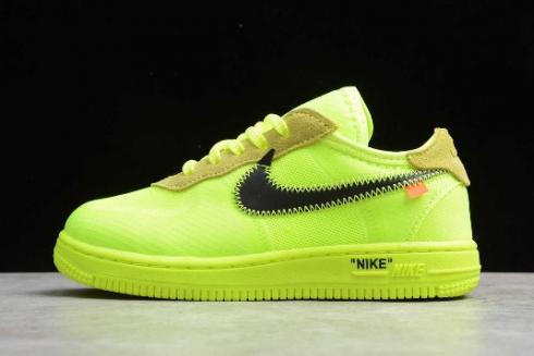 2019 Bambini Nike Air Force 1 Low Off White Volt BV0853 700 In vendita