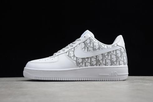 2020 Dior x Nike Air Force 1 Low White Grey Shoes DN8608-002