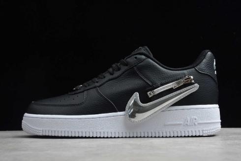 2020 nieuwste Nike Air Force 1 Swoosh met lage ritssluiting zwart CW6558 001