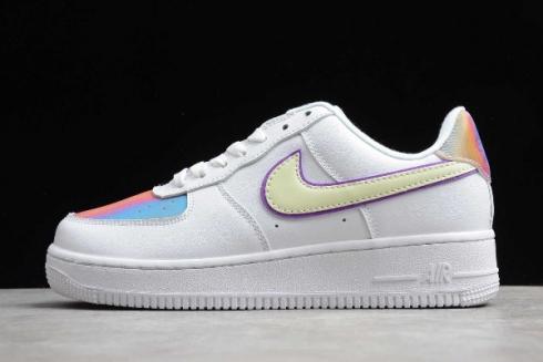 2020 Nike Air Force 1 Low Easter Blanco Barely Volt Hyper Blue CW0367 100