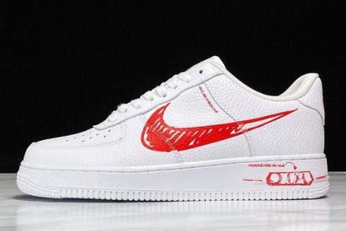 2020 Nike Air Force 1 Low Sketch Pack Wit Rood CW7581 103