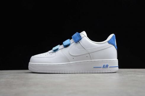 2020 Nike Air Force 1 Low Velcro Hvid Blå 898866-008