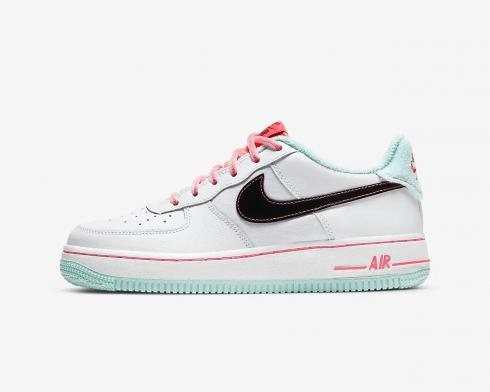 Nike Air Force 1 07 LV8 GS White Atomic Pink Flash Crimson Black DD7709-100