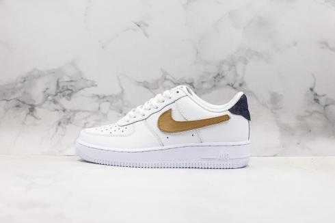 Nike Air Force 1 07 LV8 White Black Metallic Gold Shoes CC2253-100