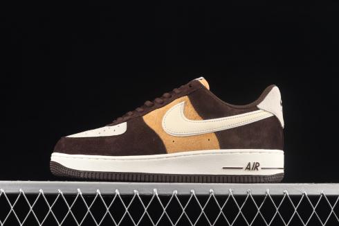 Nike Air Force 1 07 Low Dark Brown Yellow White Shoes NT9986-008