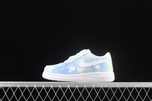 Nike Air Force 1 07 Low Blanco Azul Zapatos para niños pequeños 314193-400
