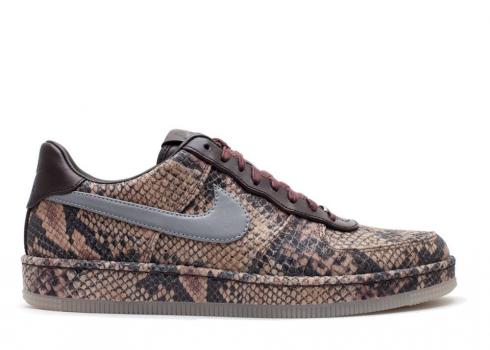 Nike Air Force 1 Downtown Lw Python Brwn Khaki Vlvt Silver Metallic 577657-200